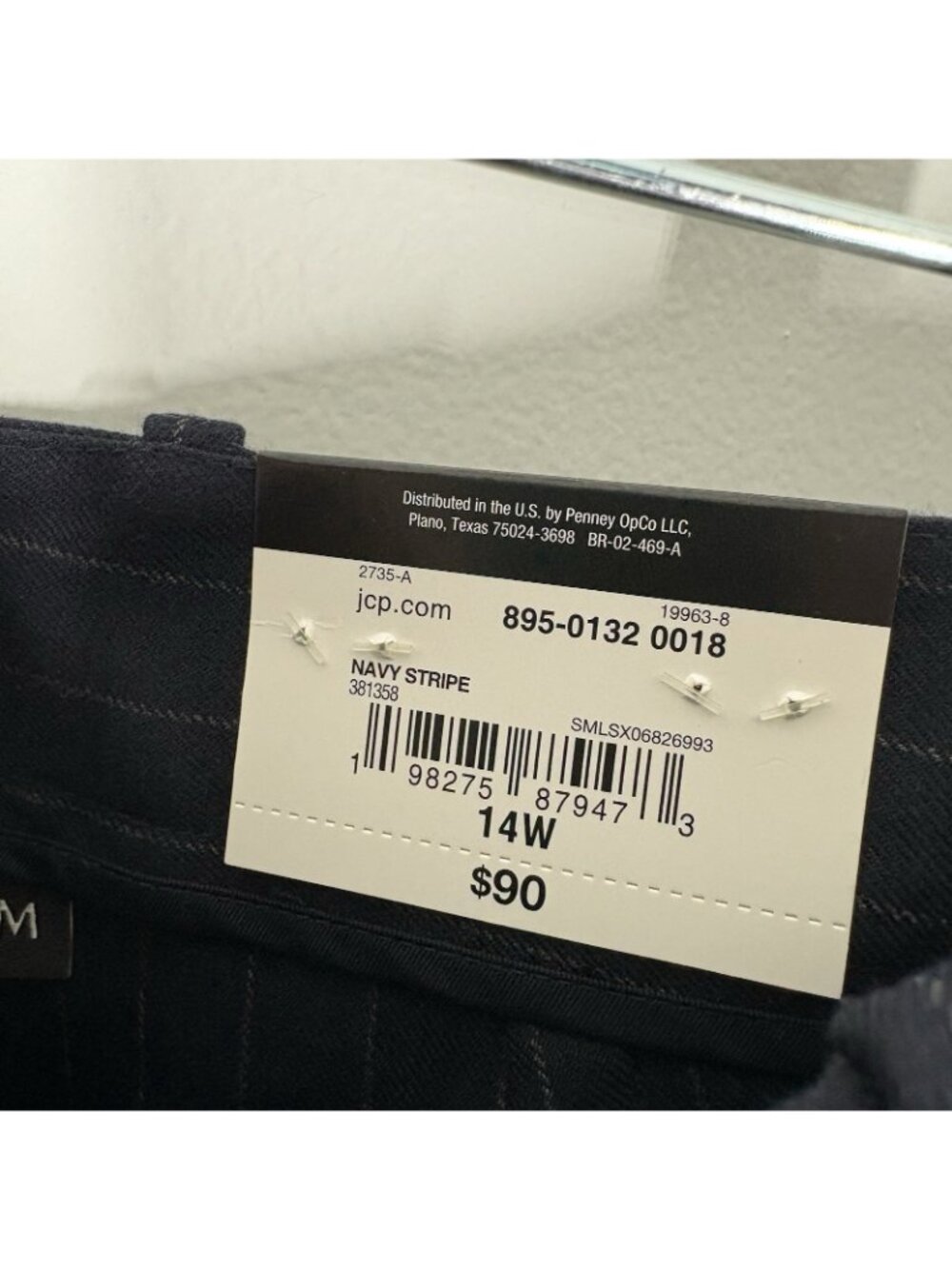 Ashley Graham Women Plus Sz 14W Navy Pin Stripe Mid-Rise Wide Leg Trouser NWT - Picture 12 of 14